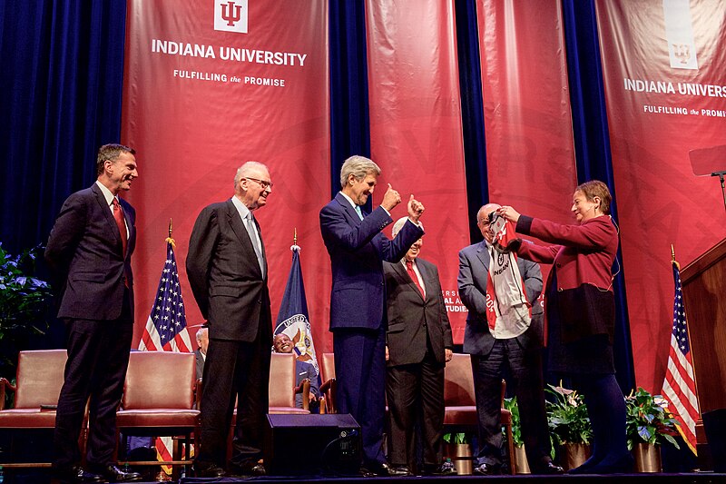 File:Secretary Kerry Receives a Ceremonial Jersey From Indiana University's Provost Robel in Bloomington (22014850340).jpg