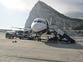 Airbus A320-200 G-OZBK at Gate at Gibraltar Airport