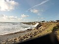 Vague à l'assaut de la falaise lors de la tempête du 2 février 2014 à Pors Poulhan.