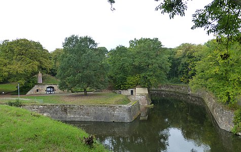 Fortifications north of Saarlouis, old Saar view towards the VAUBAN island (Demi-Lune) and the Michel Ney statue.