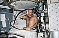 Astronaut Jack Lousma taking a hot bath
