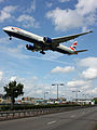 B777-300 arrives at London Heathrow