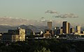 Denver and nearby mountains as seen from the rooftops of the Cherry Creek neighborhood