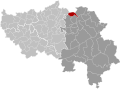 Carte indiquant la localisation de la commune d'Aubel dans la Province de Liège.