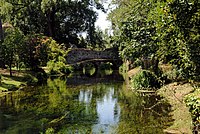 Ponticello (small bridge) at Garden of Ninfa, Latina. Author: Etfruscoloni