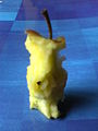 An apple core after having been eaten