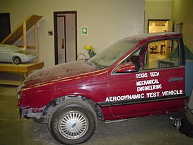 An aerodynamic test vehicle used for mechanical engineering