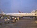 Airbus A321-200 G-OZBE at Manchester Airport Gate 208