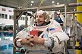 Garrett Reisman awaits the start of a spacewalk training session