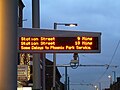 The next tram display at the Nottingham Express Transit (NET) tram stop on Radford Road