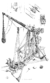 Three-quarter view of a trebuchet