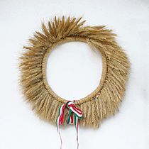 Hungarian traditional folk art: harvest wreath, spun fresh wheat