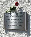 St. Albertus Magnus Church (Ottobrunn): plaque commemorating the consecration of the church by Archbishop Joseph Ratzinger, 2 October 1977