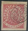 6c red, mute cancel from Montevideo, placed on the trip to Buenos Aires, Diaz type 7