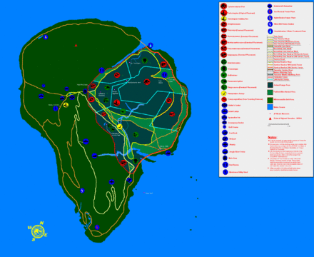 map of fictional Jurassic Park island