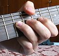 A bend on an acoustic guitar