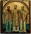  Saint Basil of Caesarea, Saint John Chrysostom, Saint Gregorius I Magnus - an icon 17th c. from Lipie