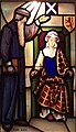 Stained glass window of John Knox admonishing Mary Queen of Scots.