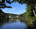 Panorama: Eiswoog, Staumauer mit Hotel, Eistal-Viadukt (von vorn)