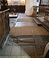 Gravestones by the quire. The closest one from about 1592 over Margrethe Clausdatter. (No 41 in 'Danmarks Kirker'.