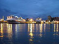 Il porto di Genova di notte, fotografato dall'aera dell'Expò