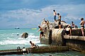 Youths enjoying the sea