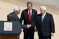 Mahmoud Abbas and Ariel Sharon at the Red Sea Summit in w:Aqaba