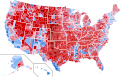 Results by county, shaded according to winning candidate's percentage of the vote.