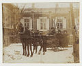 English: A horse-drawn sleigh outside a house, Hughesovka, about 1900