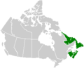Map of the Atlantic provinces of Canada
