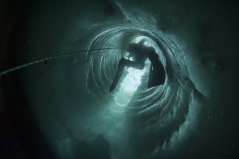 Polar scientific diver at French scientific base in Antarctica