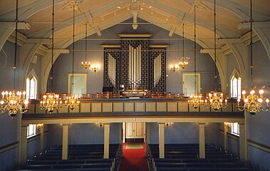 English: Interior Hønefoss Ch (burned 2010)