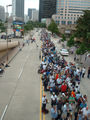 People lining up to seek shelter from Hurricane Katrina, 28 August, 2005.