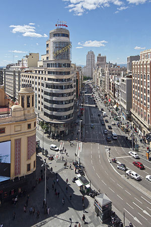 Gran Vía Street, Madrid, Spain.