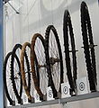 bicycle wheels during WW I in Germany (due to the lack of rubber)