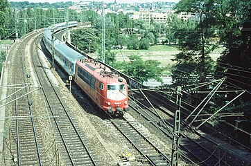 InterRegio train on Neckar bridge