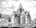 Vue de l'abbaye de Cerisy, lithographie