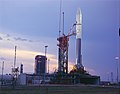 Atlas Centaur (#27) with Pioneer 10 at sunset on launch pad