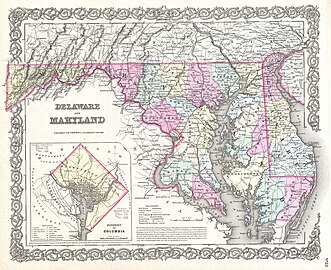 1855 map of Maryland, Montgomery County, Prince George’s County and District of Columbia