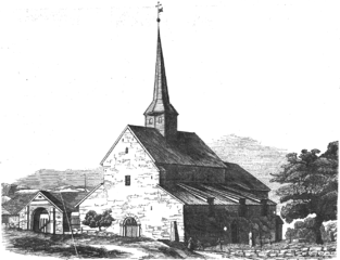 English: Gamle Aker church, Oslo (1852 drawing)