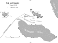 Route of Allied landing forces invading landing on Guadalcanal and Tulagi, August 7, 1942.