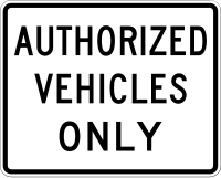 In the United States, service=emergency_access roads are often signposted with this "Authorized Vehicles Only" sign. However, the same sign can appear on roads that are more appropriately tagged with other service=* values along with access=no emergency=designated.