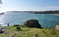 La Pointe de Penquernéo (entre les rias de l'Aven et du Belon) et à l'arrière-plan la pointe de Port Manec’h vus de Kerfany-les-Pins, pointe de Minbriz