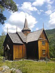 English: 12th c Nore stave church - single nave converted 1709