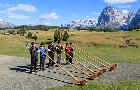 Alphorns Seiser Alm South Tyrol