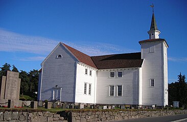 English: Lyngdal church - one of the largest wood