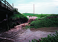 Sediment runoff from farm, southeastern Iowa, USA (2011)