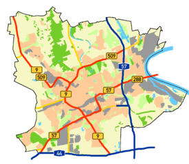 Autobahnen, Land- und Bundesstraßen in Krefeld