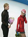 Gold medalists Evgeni Plushenko and Julia Lipnitskaia