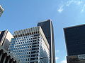 The AON Center tower is the tall, black tower in the center. Taken from Figueroa.